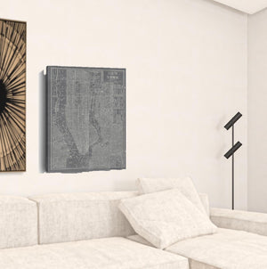 HomeRoots 24" Gray and White Aerial New York Map Canvas Wall Art - Modern Urban Decor for Any Space 24"x32" 399014