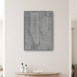 HomeRoots 24" Gray and White Aerial New York Map Canvas Wall Art - Modern Urban Decor for Any Space 30"x40" 399015