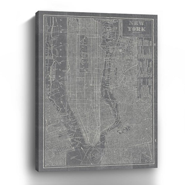 HomeRoots 24" Gray and White Aerial New York Map Canvas Wall Art - Modern Urban Decor for Any Space 30"x40" 399015