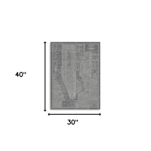 HomeRoots 24" Gray and White Aerial New York Map Canvas Wall Art - Modern Urban Decor for Any Space 30"x40" 399015