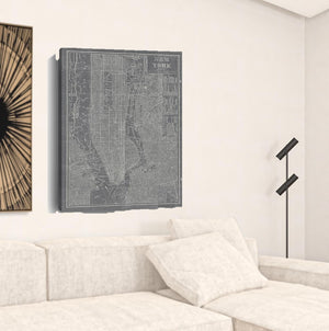 HomeRoots 24" Gray and White Aerial New York Map Canvas Wall Art - Modern Urban Decor for Any Space 30"x40" 399015