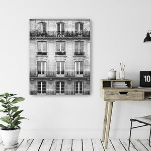 HomeRoots 30" Stunning Black and White Balcony View Canvas Art - Urban Elegance for Your Home Decor 24"x30" 399020