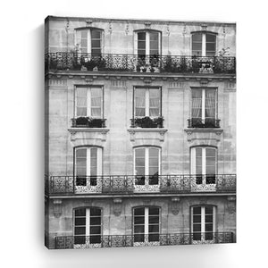 HomeRoots 30" Stunning Black and White Balcony View Canvas Art - Urban Elegance for Your Home Decor 24"x30" 399020