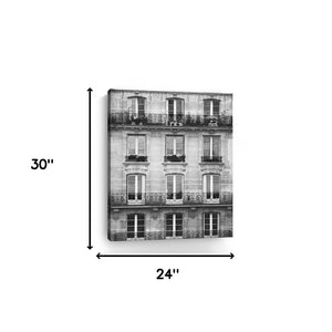 HomeRoots 30" Stunning Black and White Balcony View Canvas Art - Urban Elegance for Your Home Decor 24"x30" 399020