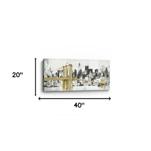 HomeRoots Nyc Golden Bridge Skyline Canvas Print – Stunning Wall Art for Modern Home Decor & Offices 20"x40" 399022