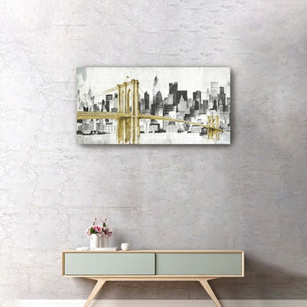 HomeRoots Nyc Golden Bridge Skyline Canvas Print – Stunning Wall Art for Modern Home Decor & Offices 30"x60" 399023