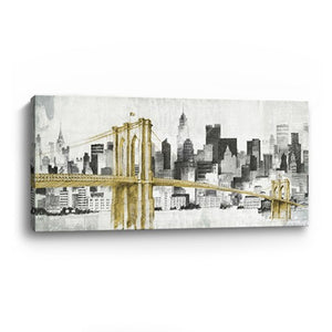HomeRoots Nyc Golden Bridge Skyline Canvas Print – Stunning Wall Art for Modern Home Decor & Offices 30"x60" 399023