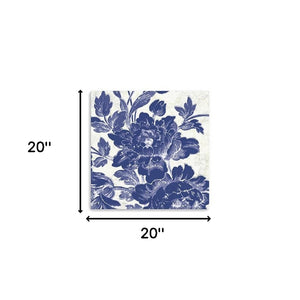 Homeroots Blue Toile Roses Unframed Print Wall Art  Polyester 399027