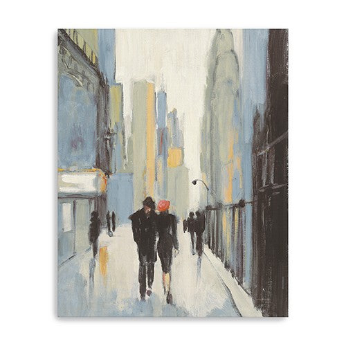 Homeroots 30" X 24" Watercolor Walk In The City Canvas Wall Art  Polyester 399034