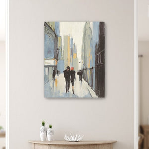 HomeRoots 30" Urban Watercolor Cityscape Canvas Wall Art – Vibrant, Ready to Hang, Modern Home Decor 24"x30" 399034