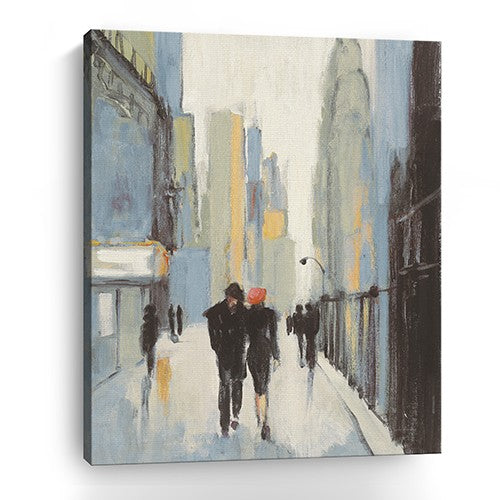 Homeroots 30" X 24" Watercolor Walk In The City Canvas Wall Art  Polyester 399034