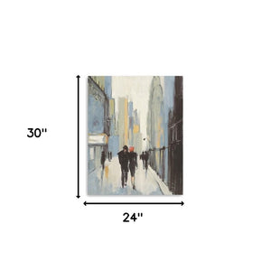 HomeRoots 30" Urban Watercolor Cityscape Canvas Wall Art – Vibrant, Ready to Hang, Modern Home Decor 24"x30" 399034