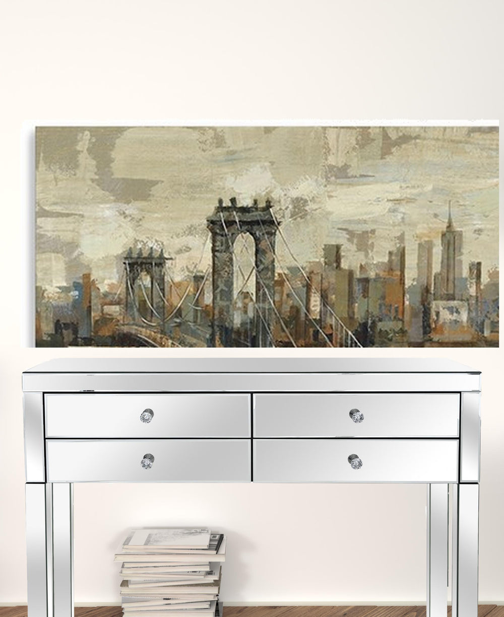 Homeroots Vintage Inspired Nyc City Skyline Unframed Print Wall Art  Polyester 399037
