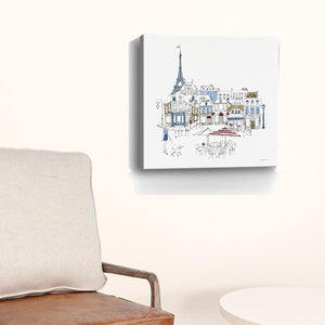 HomeRoots French Café Art Print - Vibrant Unframed Canvas Wall Décor with Rich Red & Blue Accents for Home 20"x20" 399042