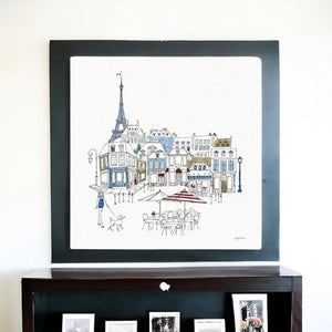 HomeRoots French Café Art Print - Vibrant Unframed Canvas Wall Décor with Rich Red & Blue Accents for Home 30"x30" 399043