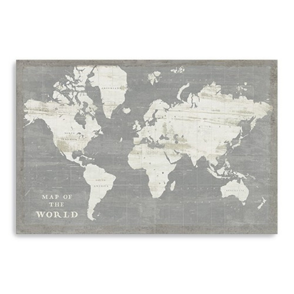 HomeRoots 24" Minimalist World Map Canvas Art - Modern Design, Gallery-Ready, Durable & Ready-to-Hang Decor 16"x24" 399045