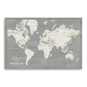HomeRoots 24" Minimalist World Map Canvas Art - Modern Design, Gallery-Ready, Durable & Ready-to-Hang Decor 16"x24" 399045
