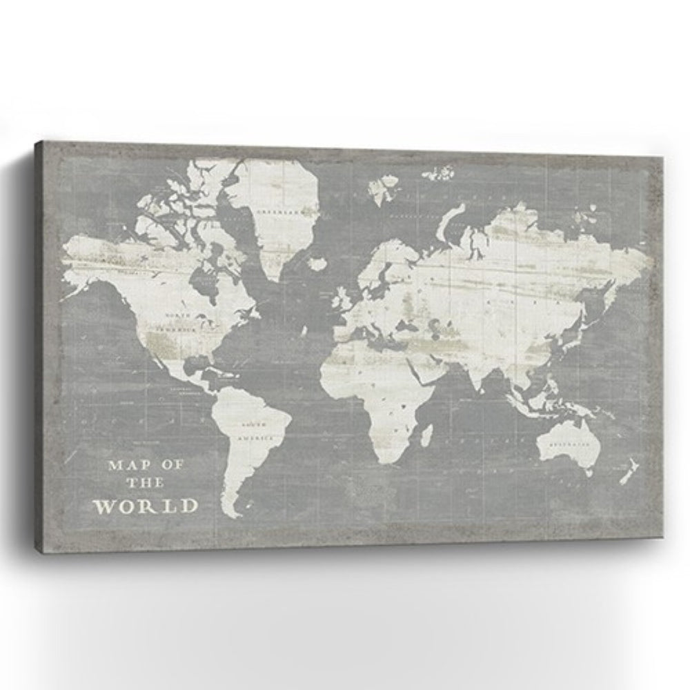 HomeRoots 24" Minimalist World Map Canvas Art - Modern Design, Gallery-Ready, Durable & Ready-to-Hang Decor 16"x24" 399045