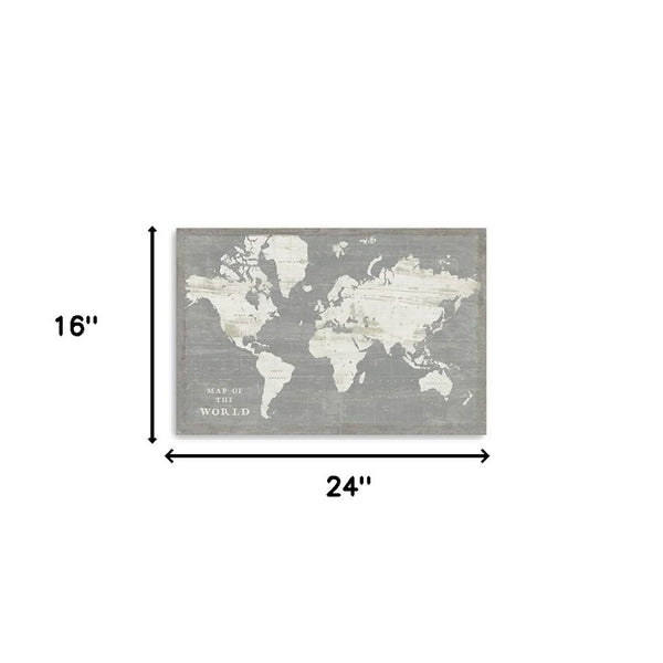 HomeRoots 24" Minimalist World Map Canvas Art - Modern Design, Gallery-Ready, Durable & Ready-to-Hang Decor 16"x24" 399045