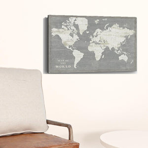 HomeRoots 24" Minimalist World Map Canvas Art - Modern Design, Gallery-Ready, Durable & Ready-to-Hang Decor 16"x24" 399045