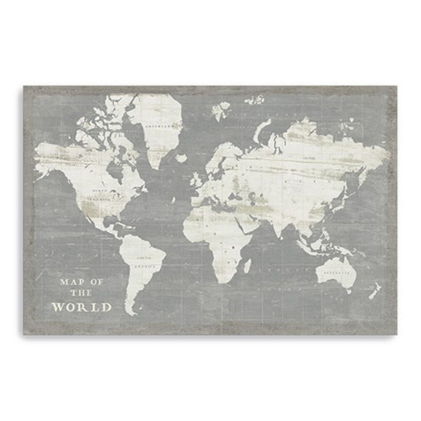 HomeRoots 24" Minimalist World Map Canvas Art - Modern Design, Gallery-Ready, Durable & Ready-to-Hang Decor 24"x36" 399046