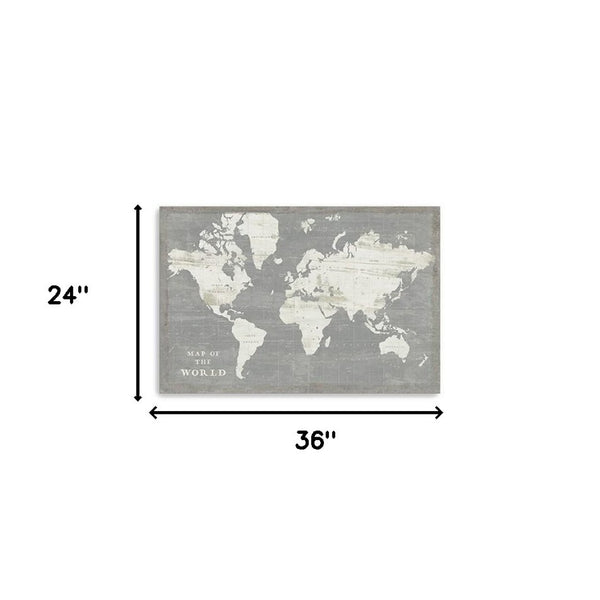 HomeRoots 24" Minimalist World Map Canvas Art - Modern Design, Gallery-Ready, Durable & Ready-to-Hang Decor 24"x36" 399046