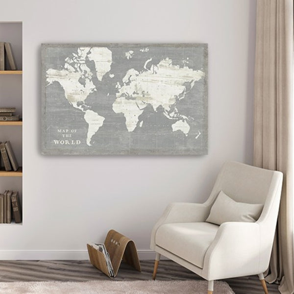 HomeRoots 24" Minimalist World Map Canvas Art - Modern Design, Gallery-Ready, Durable & Ready-to-Hang Decor 32"x48" 399047