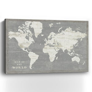 HomeRoots 24" Minimalist World Map Canvas Art - Modern Design, Gallery-Ready, Durable & Ready-to-Hang Decor 32"x48" 399047