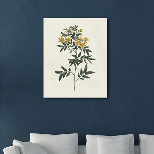 Homeroots Singular Yellow Blossom Branch Unframed Print Wall Art  Polyester 399054