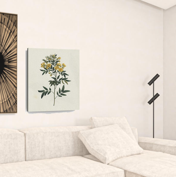 Homeroots Singular Yellow Blossom Branch Unframed Print Wall Art  Polyester 399055