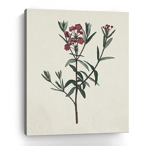 Homeroots Singular Red Blossom Branch Unframed Print Wall Art  Polyester 399057
