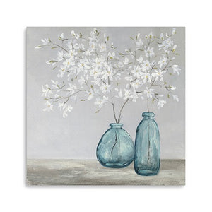 Homeroots White Spring Flowers Unframed Print Wall Art  Polyester 399060