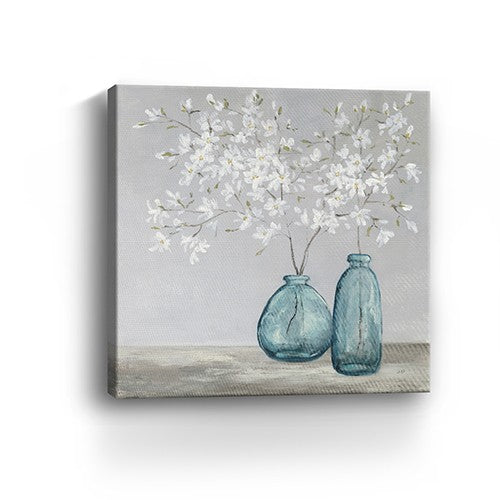 Homeroots White Spring Flowers Unframed Print Wall Art  Polyester 399061