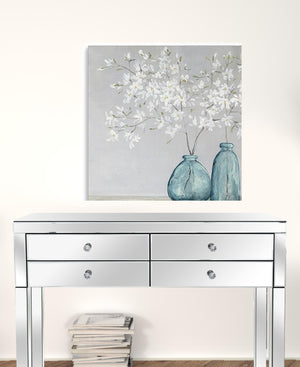 Homeroots White Spring Flowers Unframed Print Wall Art  Polyester 399061