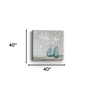 Homeroots White Spring Flowers Unframed Print Wall Art  Polyester 399062