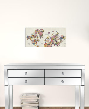 HomeRoots 24" Fun Floral World Map Canvas Art - Vibrant Contemporary Décor for Home, Office, and Studios 16"x24" 399063
