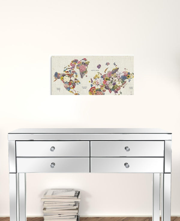 HomeRoots 24" Fun Floral World Map Canvas Art - Vibrant Contemporary Décor for Home, Office, and Studios 16"x24" 399063