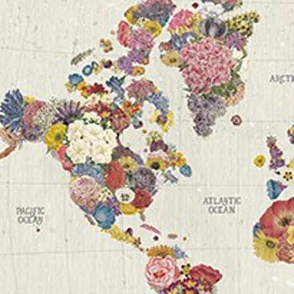 HomeRoots 24" Fun Floral World Map Canvas Art - Vibrant Contemporary Décor for Home, Office, and Studios 24"x36" 399064