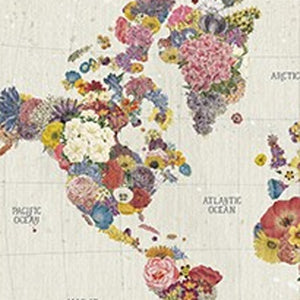HomeRoots 24" Fun Floral World Map Canvas Art - Vibrant Contemporary Décor for Home, Office, and Studios 32"x48" 399065