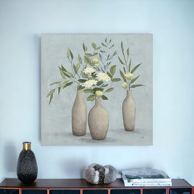 Homeroots Bohemian Flowers In Ceramic Vases Unframed Print Wall Art  Polyester 399066