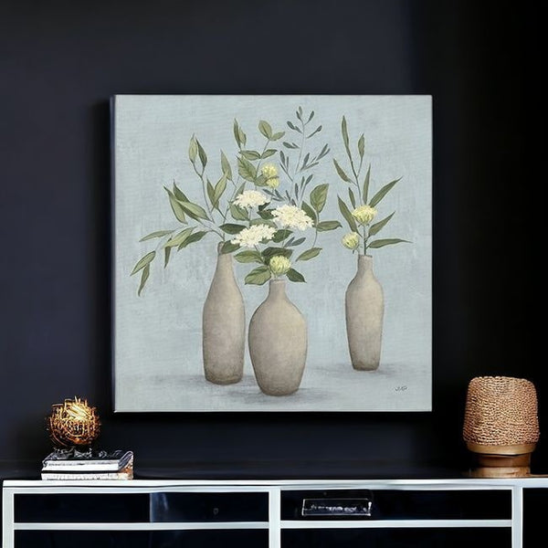 Homeroots Bohemian Flowers In Ceramic Vases Unframed Print Wall Art  Polyester 399067