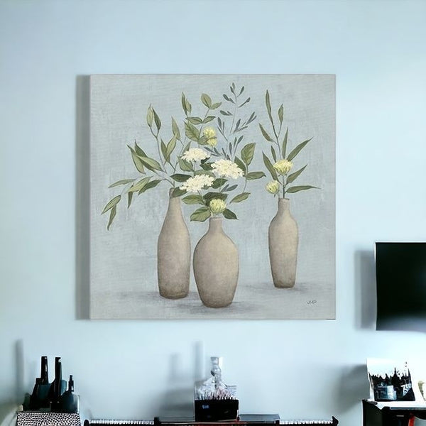Homeroots Bohemian Flowers In Ceramic Vases Unframed Print Wall Art  Polyester 399067