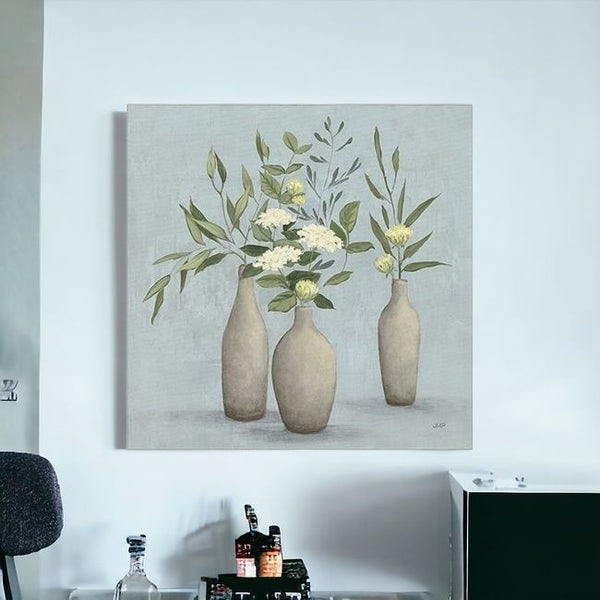 Homeroots Bohemian Flowers In Ceramic Vases Unframed Print Wall Art  Polyester 399068