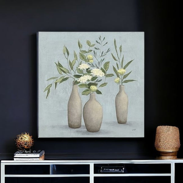 Homeroots Bohemian Flowers In Ceramic Vases Unframed Print Wall Art  Polyester 399068