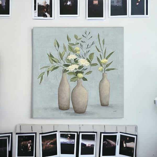 Homeroots Bohemian Flowers In Ceramic Vases Unframed Print Wall Art  Polyester 399068