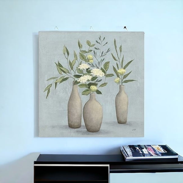 Homeroots Bohemian Flowers In Ceramic Vases Unframed Print Wall Art  Polyester 399068