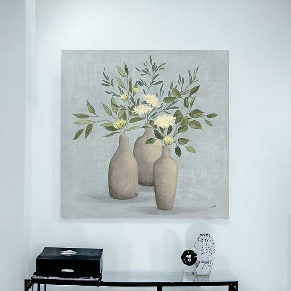 Homeroots Pretty Bohemian Flowers In Ceramic Vases Unframed Print Wall Art  Polyester 399069