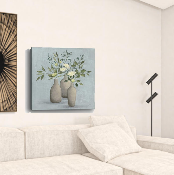 Homeroots Pretty Bohemian Flowers In Ceramic Vases Unframed Print Wall Art  Polyester 399070