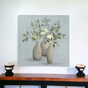 Homeroots Pretty Bohemian Flowers In Ceramic Vases Unframed Print Wall Art  Polyester 399070