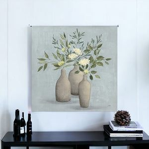 Homeroots Pretty Bohemian Flowers In Ceramic Vases Unframed Print Wall Art  Polyester 399070